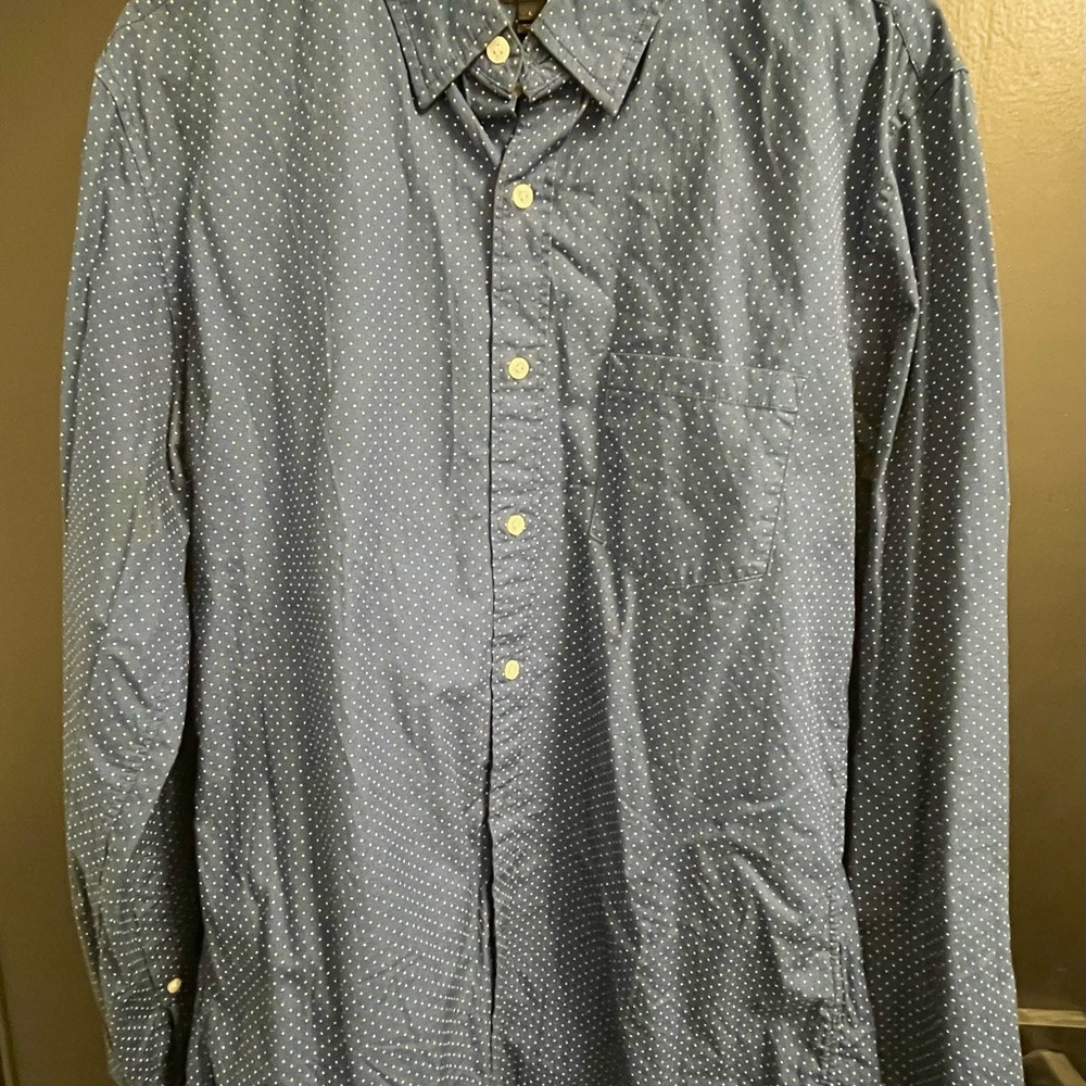 J. Crew Navy Polka Dot Button Down Shirt
